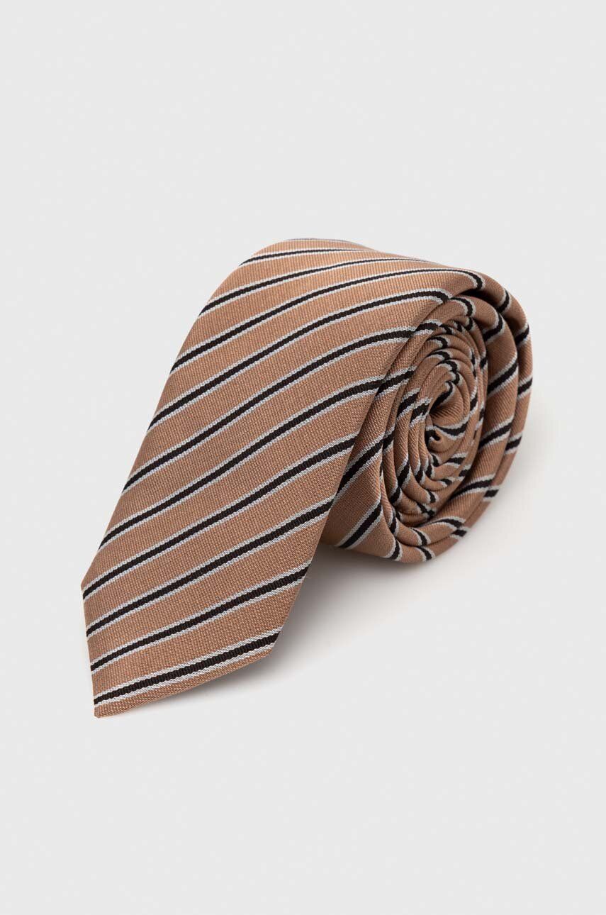 Hodvábna kravata HUGO béžová farba