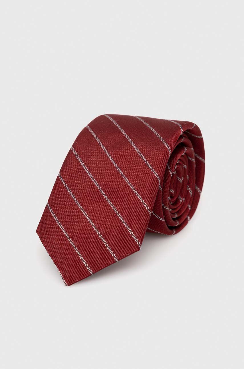 Hodvábna kravata HUGO červená farba