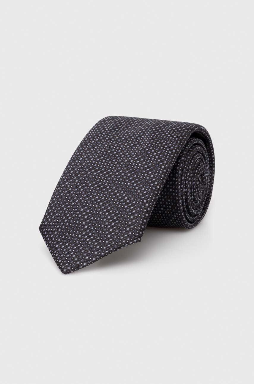 Levně Hedvábná kravata BOSS černá barva