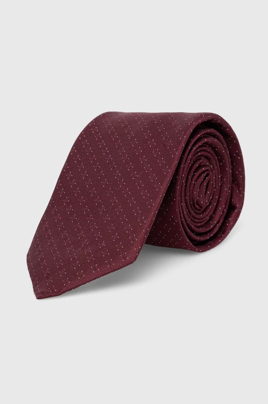 Hodvábna kravata Calvin Klein bordová farba