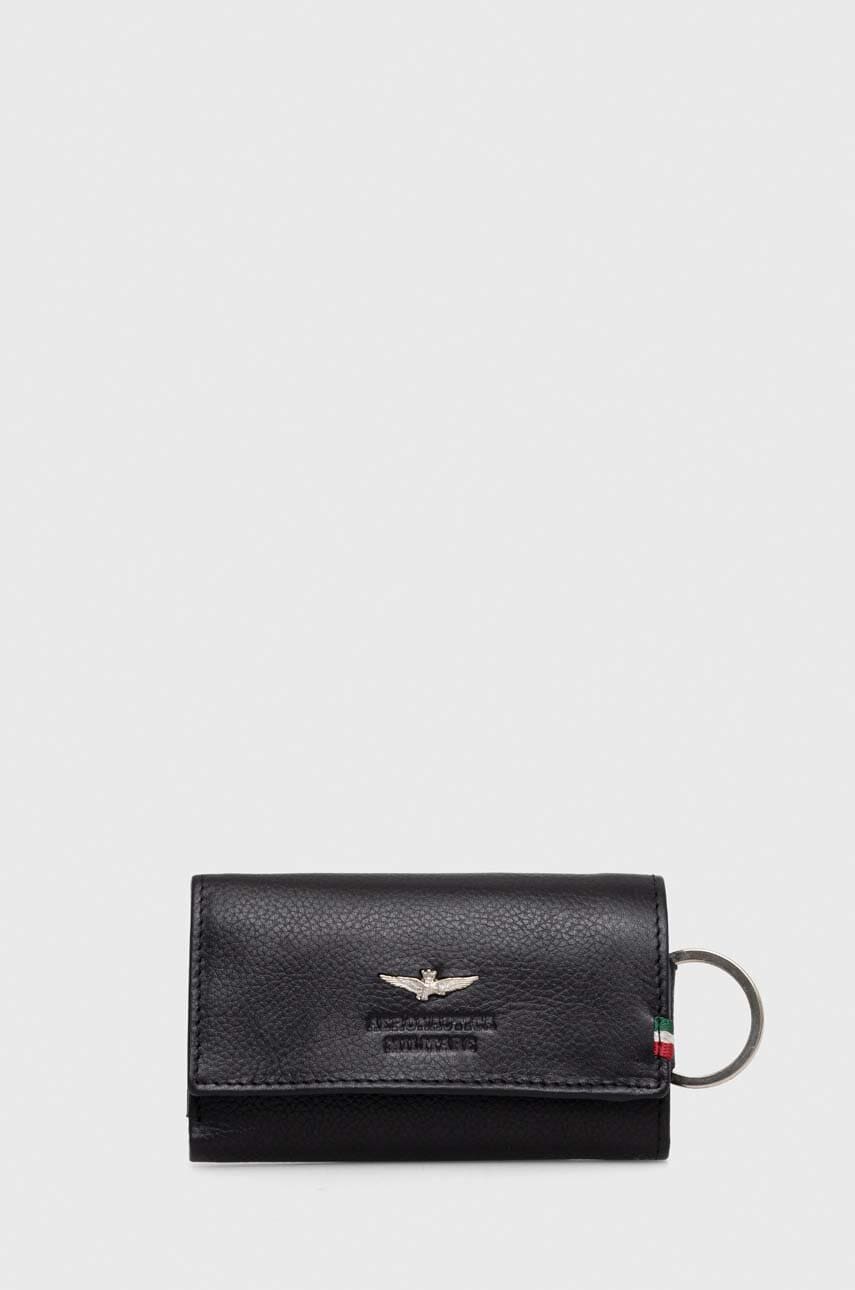 Aeronautica Militare husa de chei din piele culoarea negru Aeronautica Militare husa de chei din piele culoarea negru