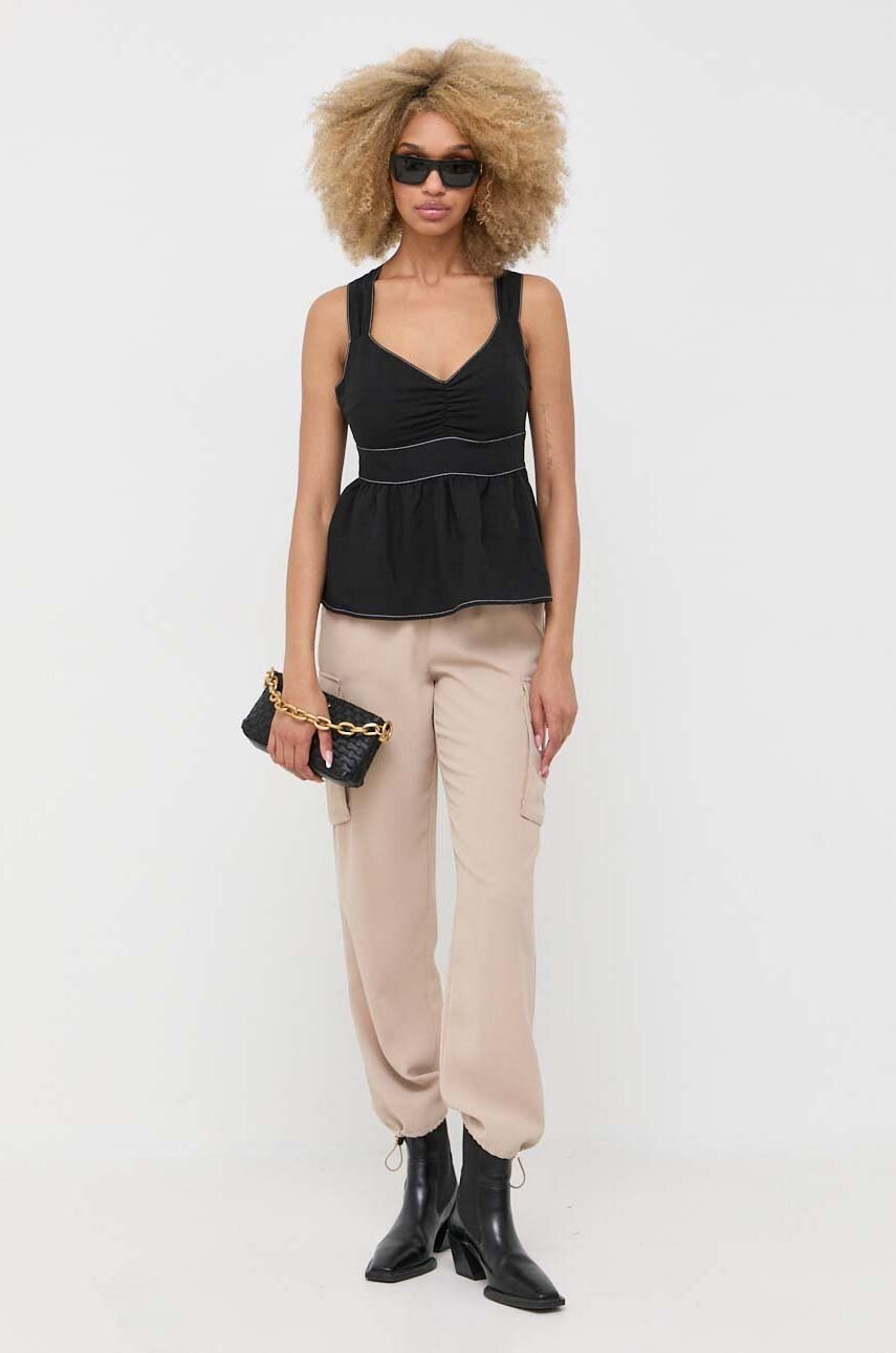 Μπλούζα με μείγμα από λινό Notes du Nord χρώμα: μαύρο φωτογραφία