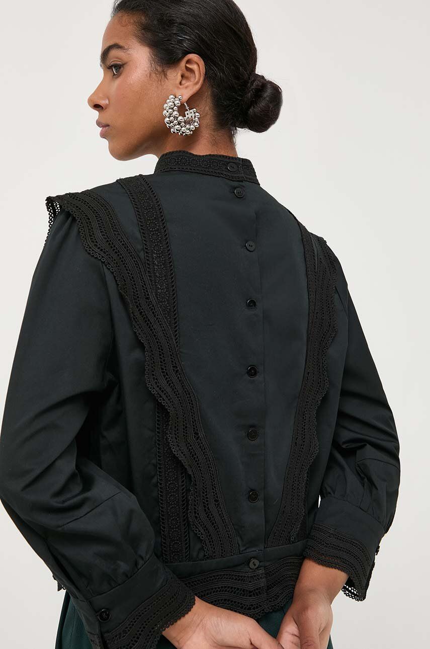 Košile Ivy Oak černá barva, regular, se stojáčkem - černá -  Hlavní materiál: 100 % Bavlna