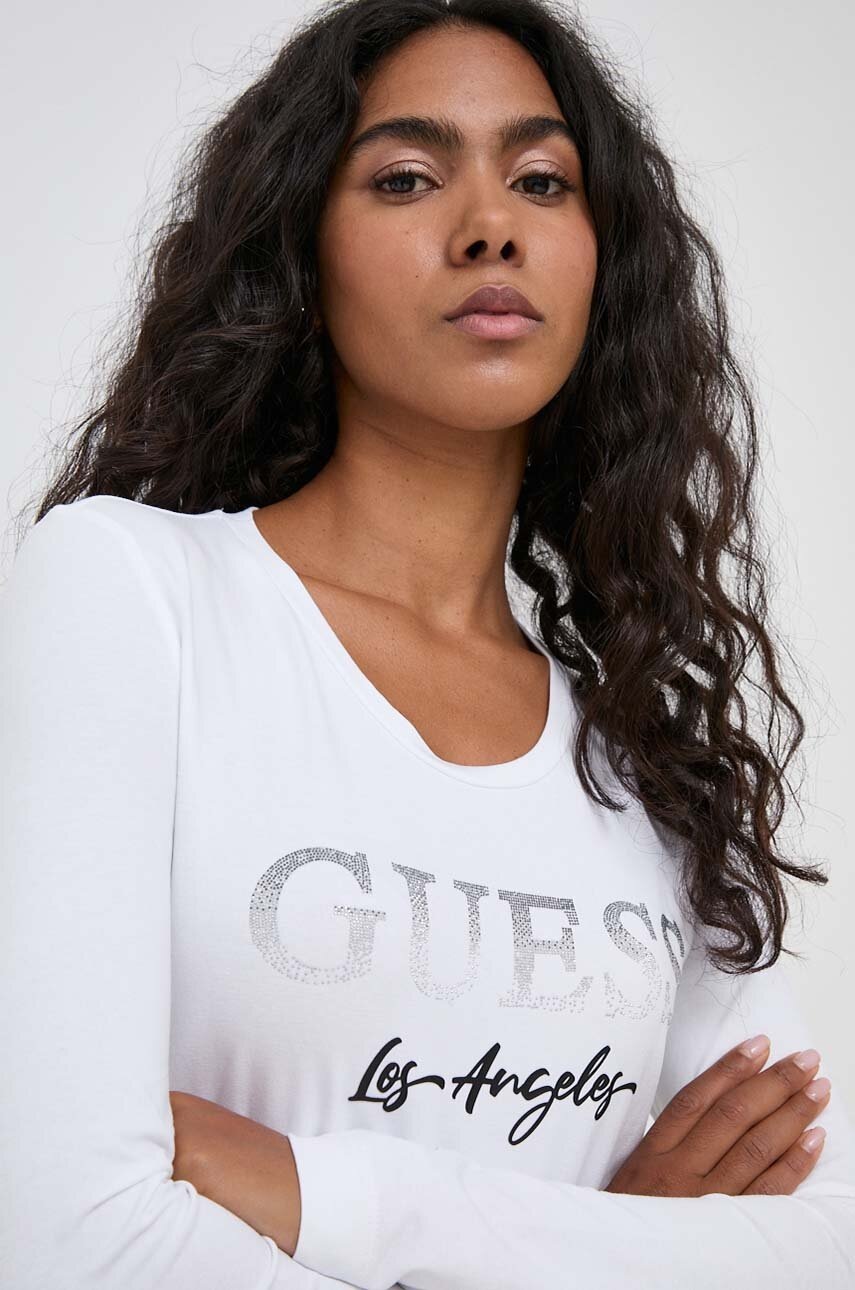 

Лонгслив Guess женский цвет белый