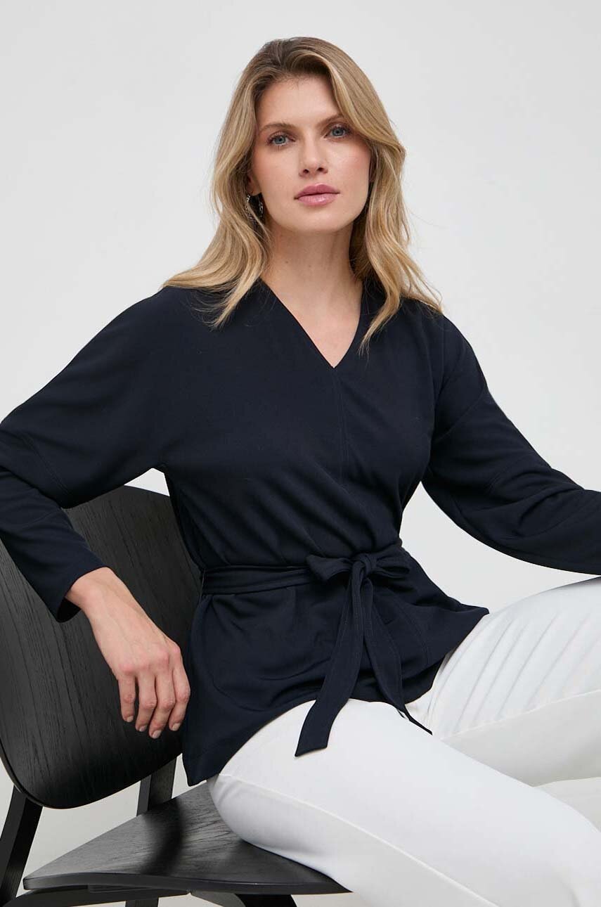 Levně Halenka Max Mara Leisure dámská, tmavomodrá barva, hladká