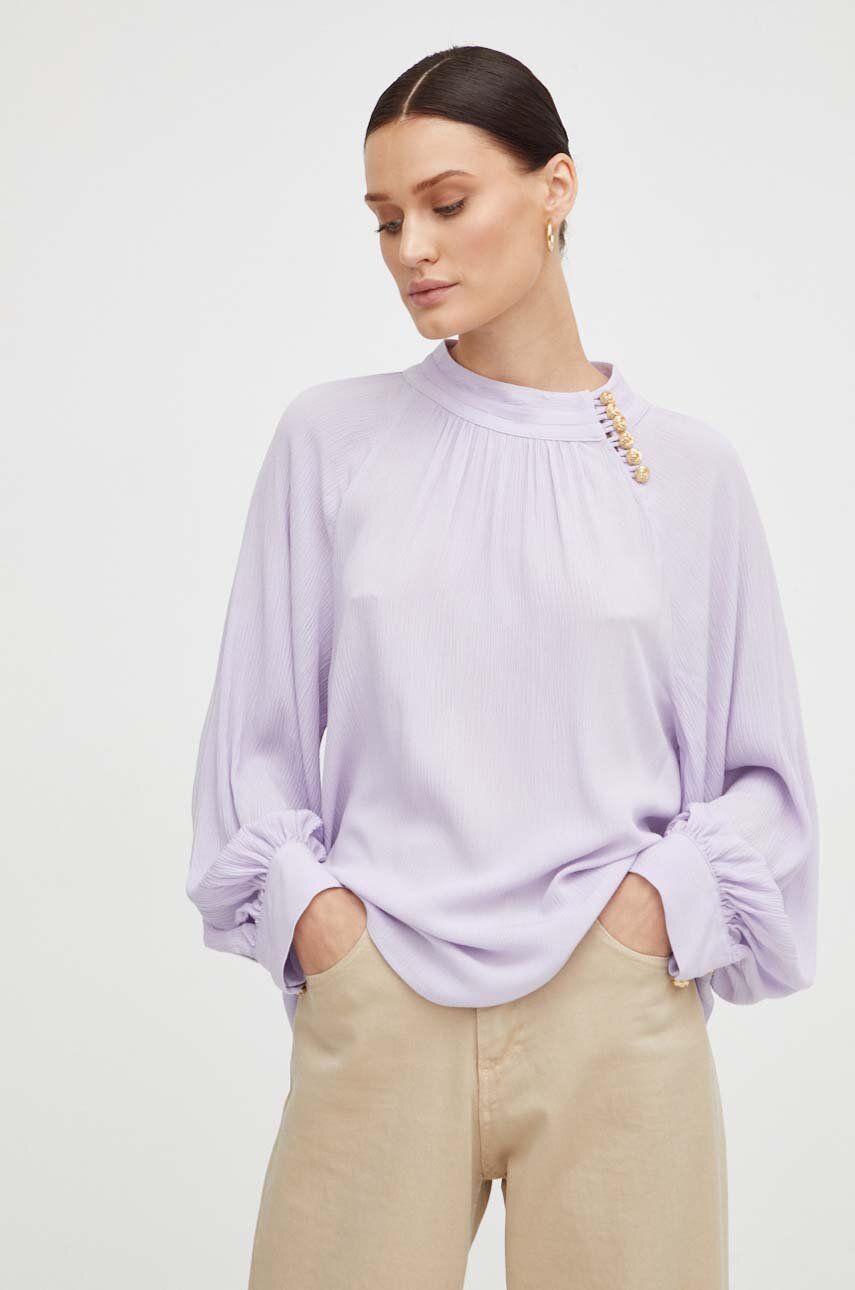 BA&SH bluza femei, culoarea violet, neted