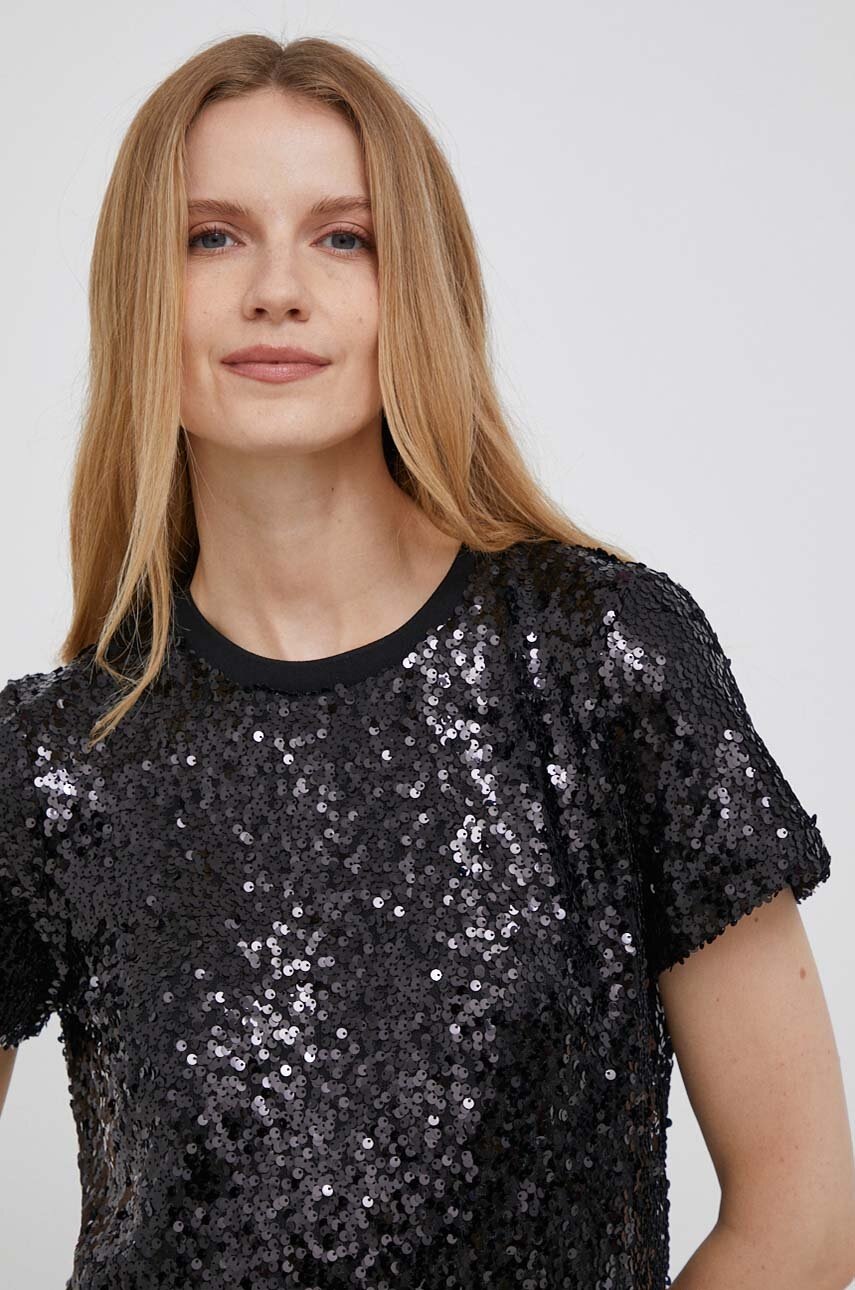 

Блуза Dkny в черно с изчистен дизайн, Черен
