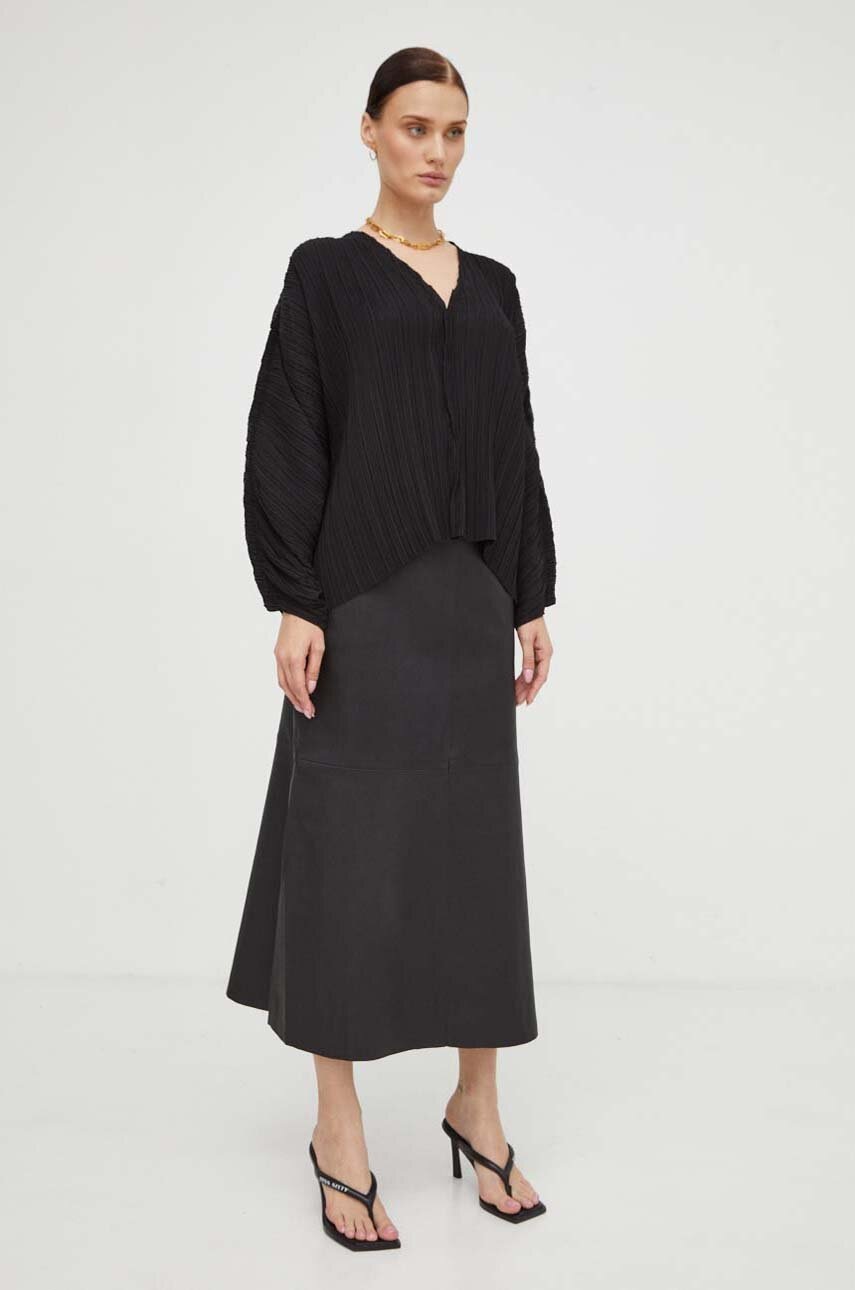 By Malene Birger bluza femei, culoarea negru, neted By Malene Birger bluza femei, culoarea negru, neted