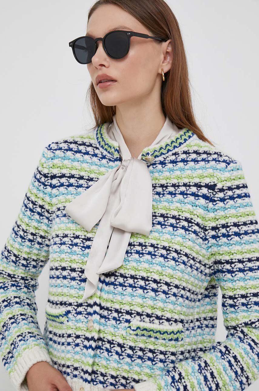 Košile Joop! dámská, béžová barva, relaxed, s vázaným výstřihem - béžová - 100 % Polyester