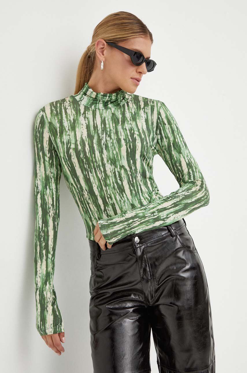 Lovechild longsleeve Quinn culoarea verde, cu guler