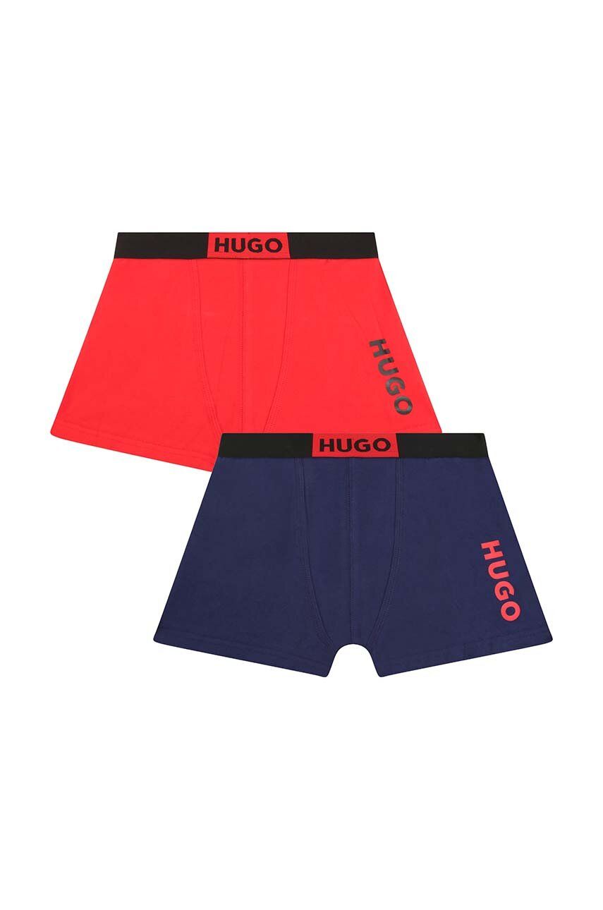 Dětské boxerky HUGO 2-pack červená barva - červená -  92 % Bavlna