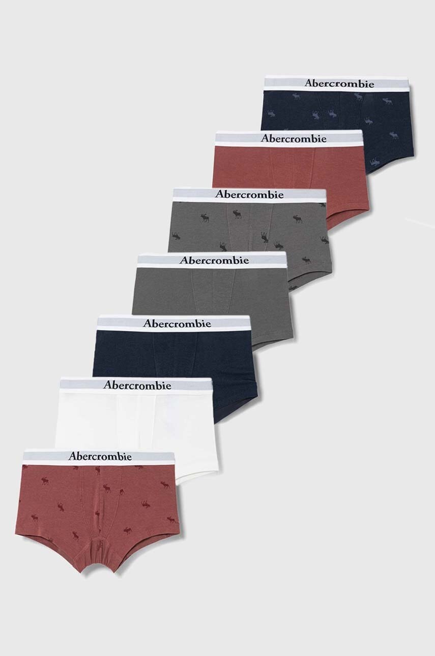 Levně Dětské boxerky Abercrombie & Fitch 7-pack vínová barva