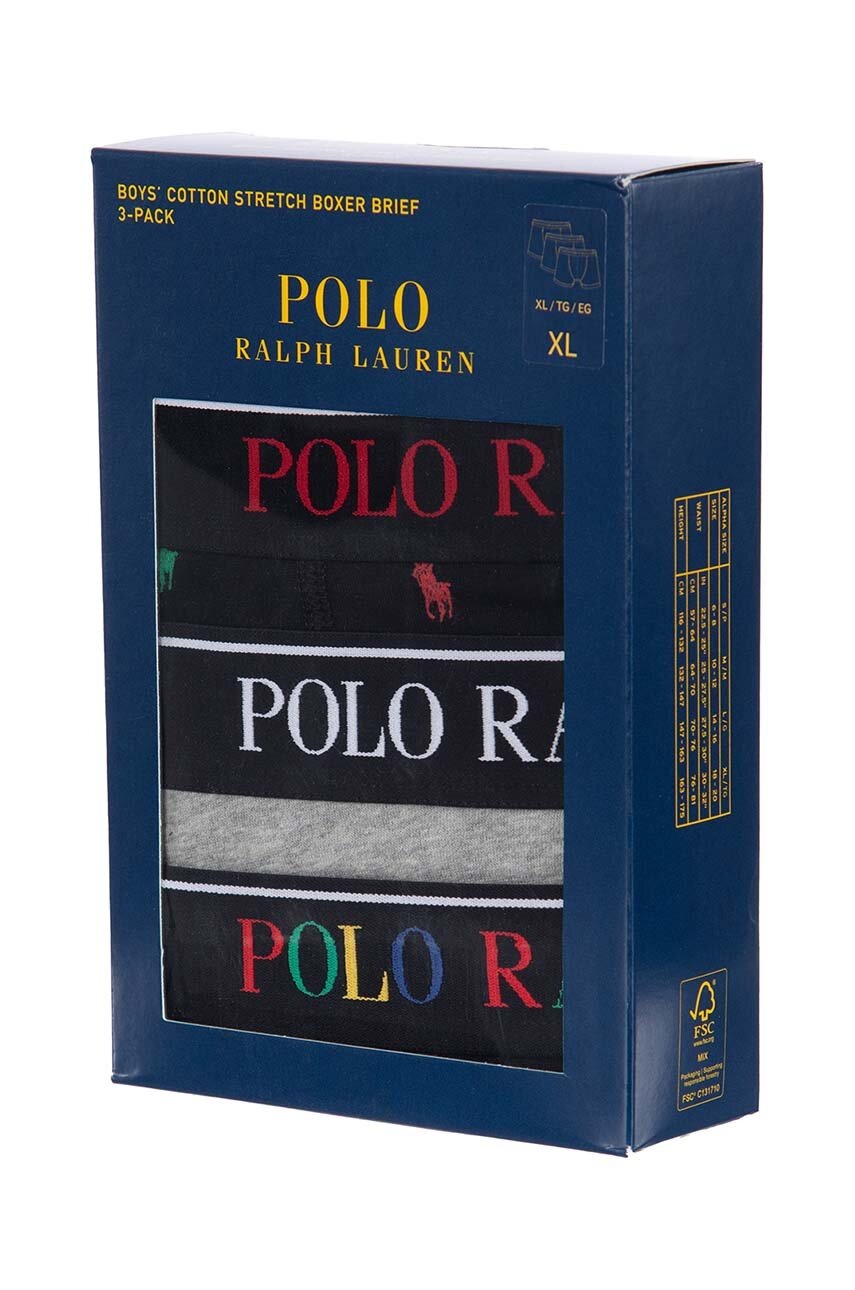 Детские боксеры Polo Ralph Lauren 3 шт цвет чёрный