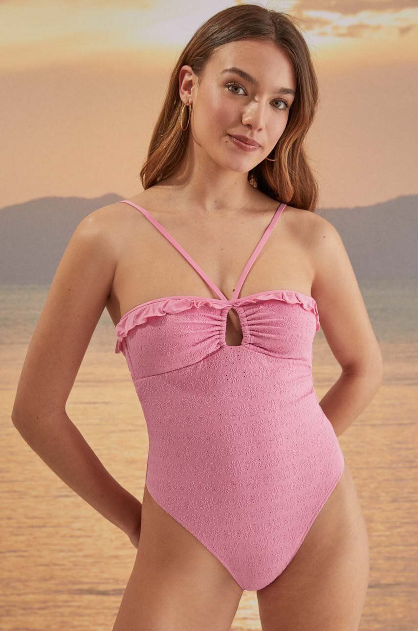 women'secret costum de baie dintr-o bucată VERBENA culoarea roz, cupa moale, 5525820