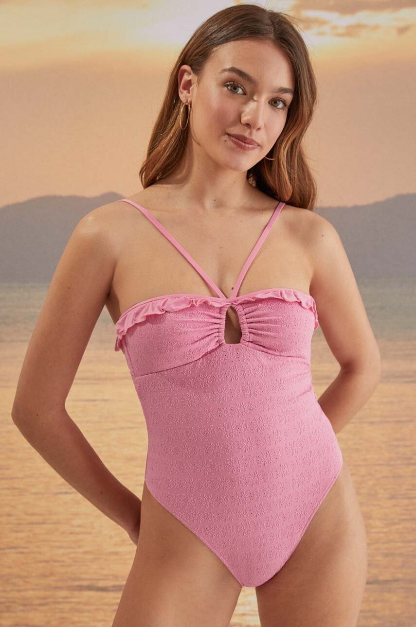 Women'secret Costum De Baie Dintr-o Bucata Verbena Culoarea Roz, Cupa Moale, 5525820