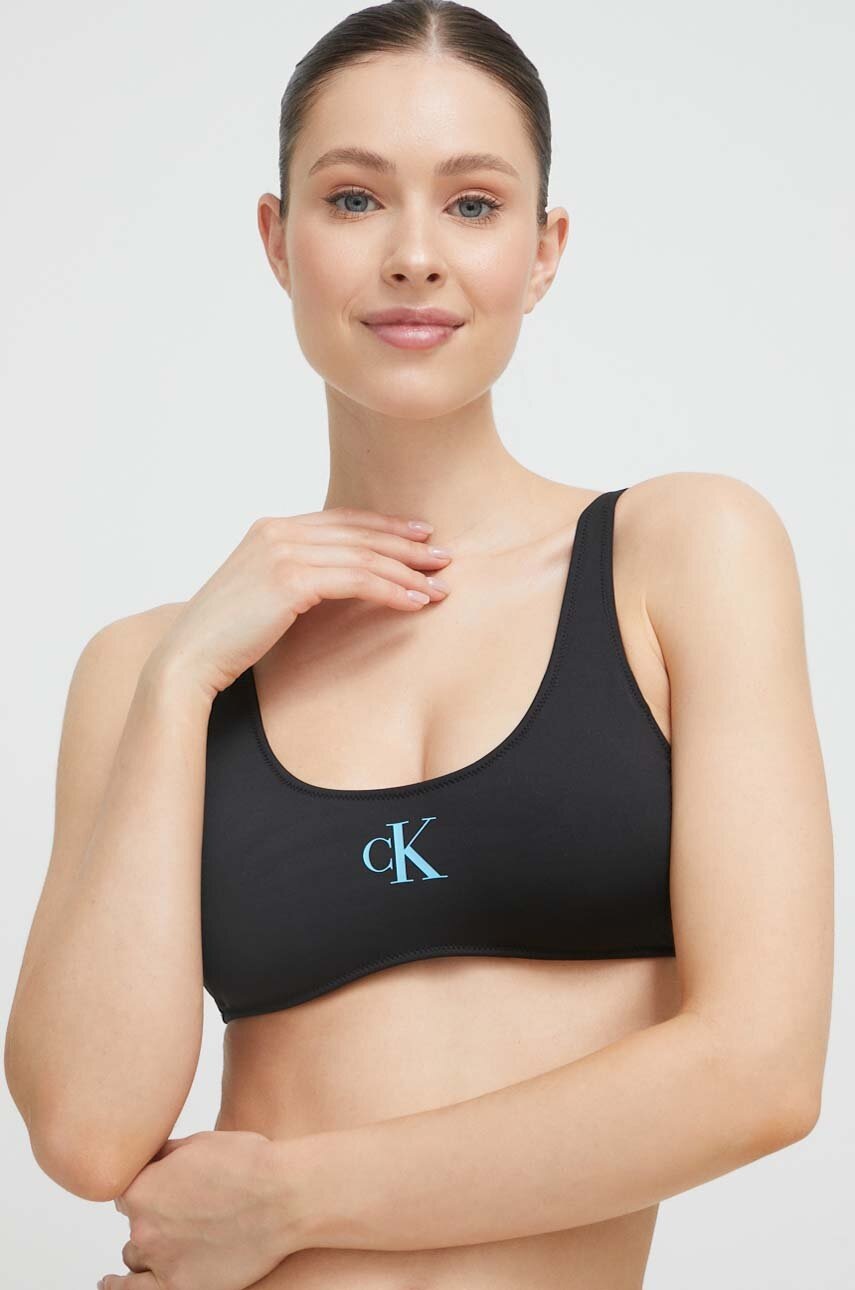 

Горнище на бански Calvin Klein в черно с леко подплатени чашки, Черен