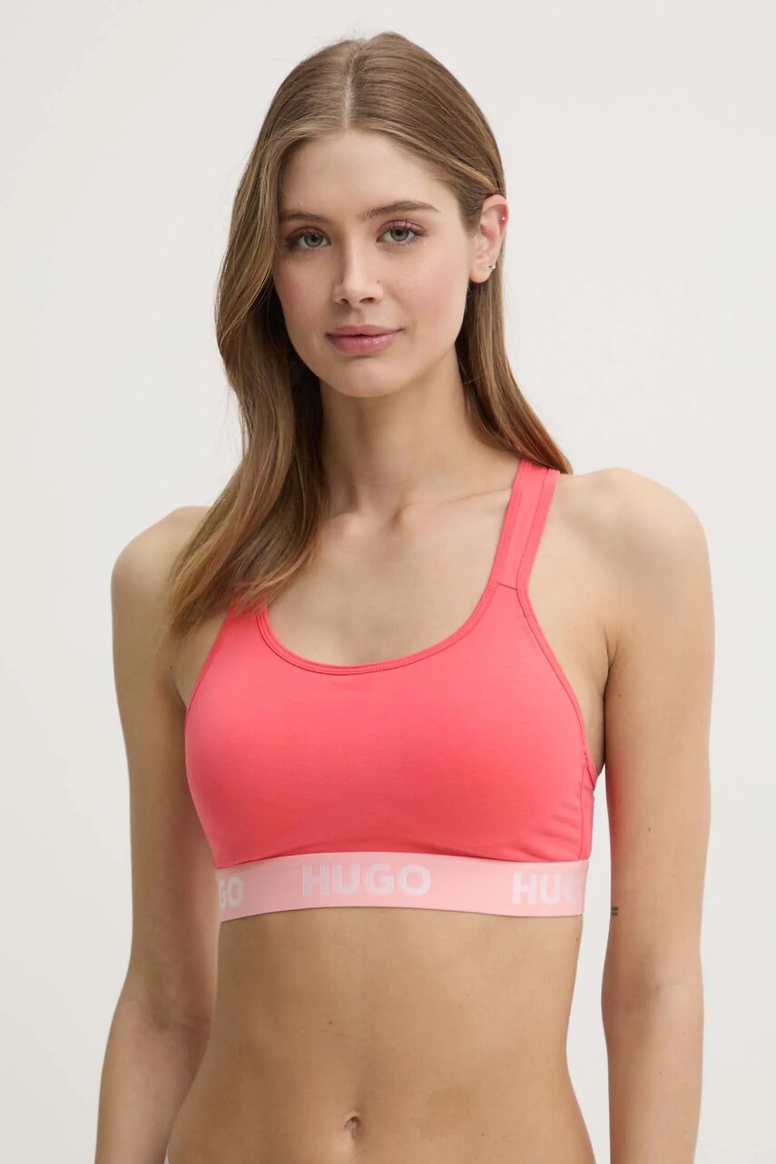 HUGO sutien culoarea gri, neted, 50480159