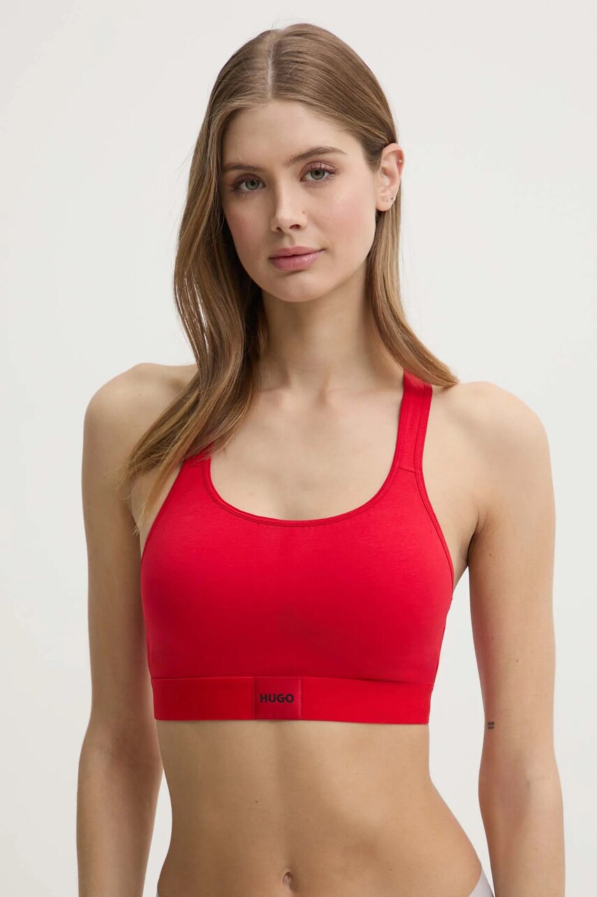 HUGO sutien culoarea rosu, neted