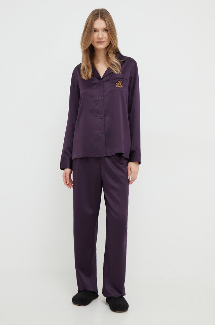 Pyžamo Lauren Ralph Lauren fialová barva - fialová - 100 % Polyester