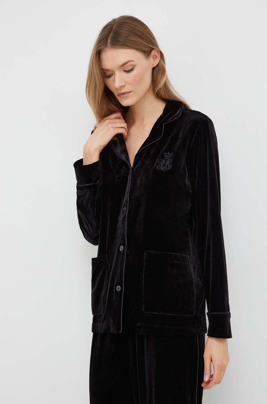 

Пижама Lauren Ralph Lauren дамска в черно, Черен