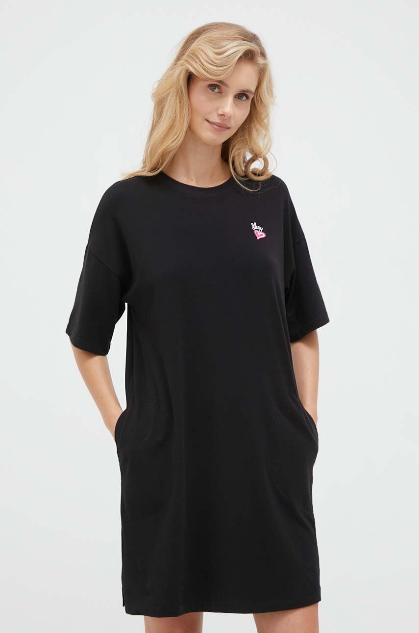 Noční košilka Dkny dámská, černá barva - černá - 95 % Bavlna