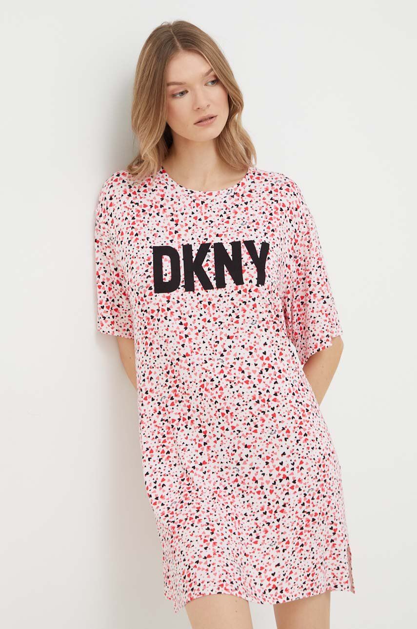 Noční košilka Dkny dámská, růžová barva - růžová - 95 % Viskóza