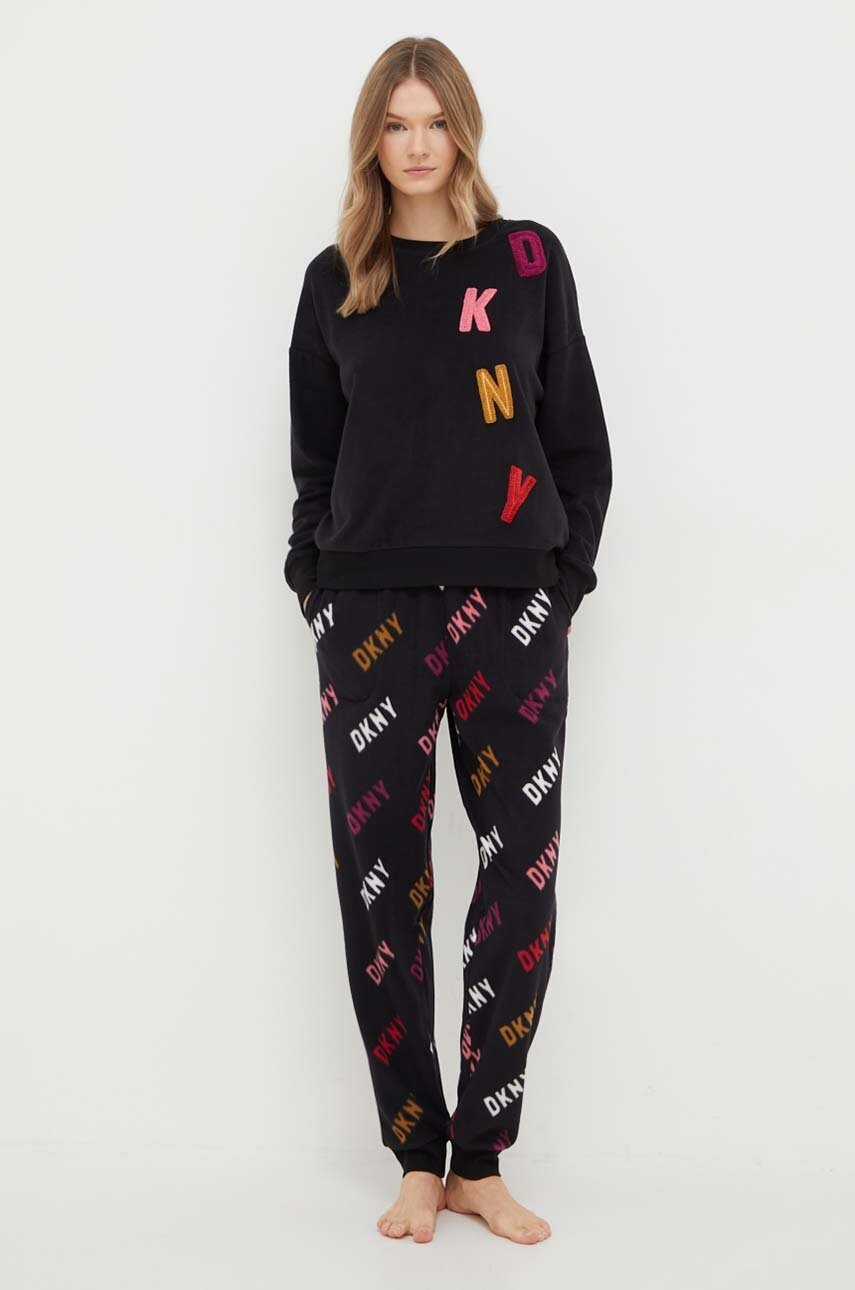 Dkny Pijama Femei, Culoarea Negru