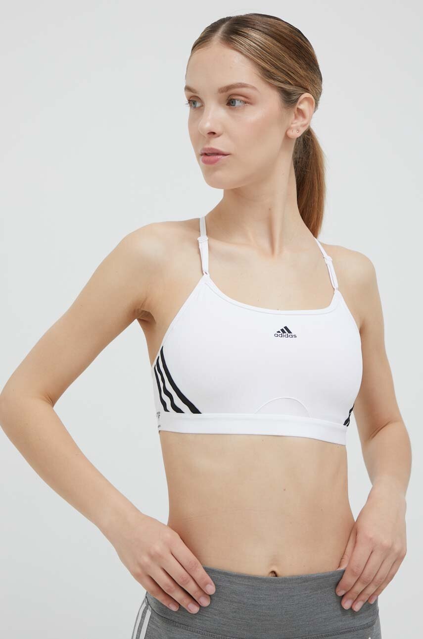 Levně Sportovní podprsenka adidas Performance Aeroreact bílá barva