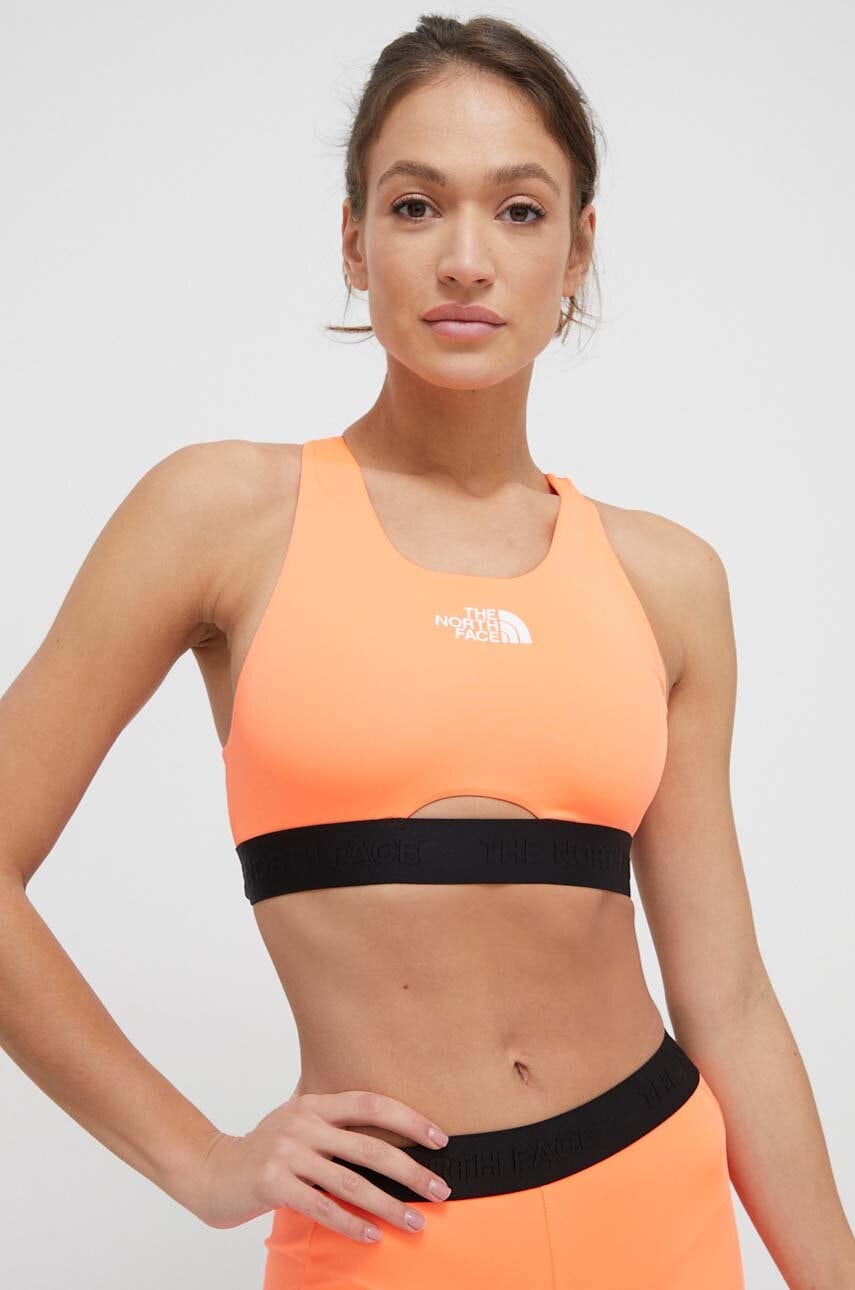 The North Face sutien sport Mountain Athletics culoarea portocaliu, modelator