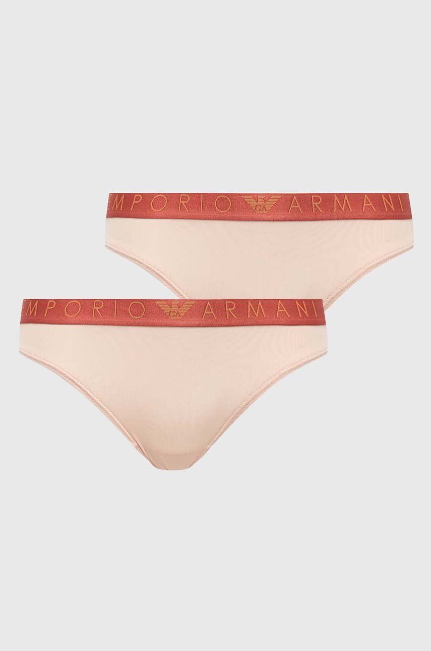 Emporio Armani Underwear chiloti 2-pack culoarea bej (2-pack) imagine noua lenjerie-femei.ro