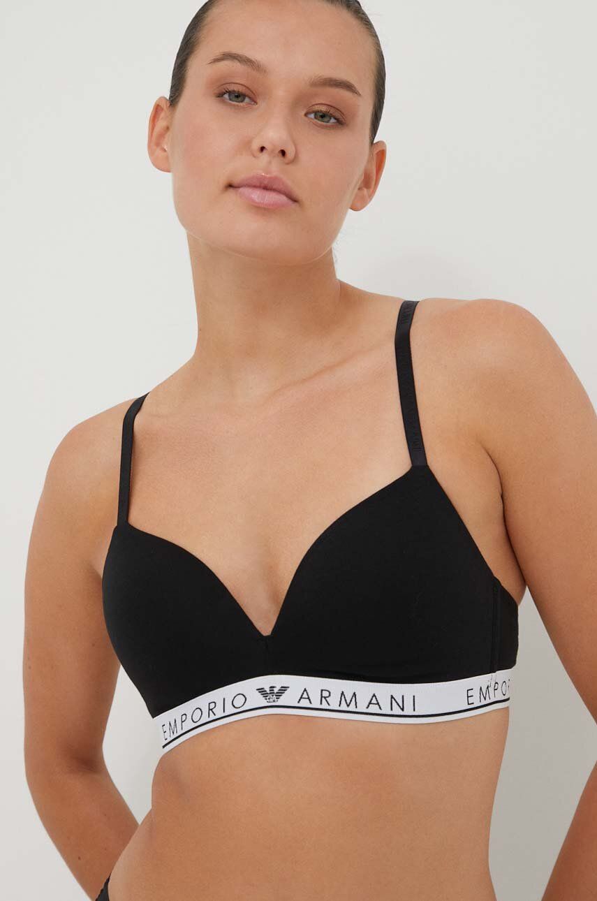 Podprsenka Emporio Armani Underwear černá barva, melanž - černá -  Jiné materiály: 100 % Polyes