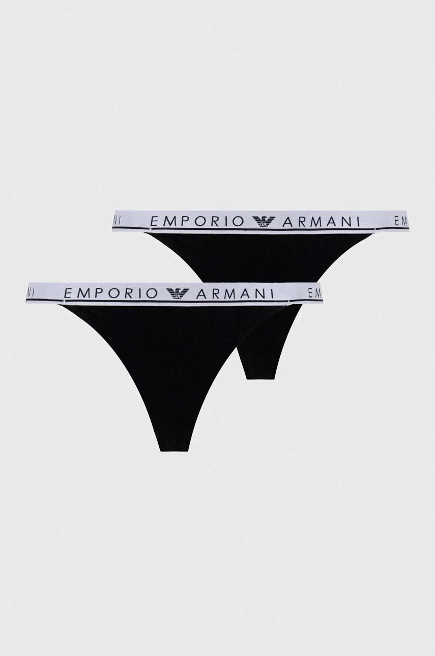 Emporio Armani Underwear tanga 2-pack culoarea negru (2-pack) imagine noua lenjerie-femei.ro