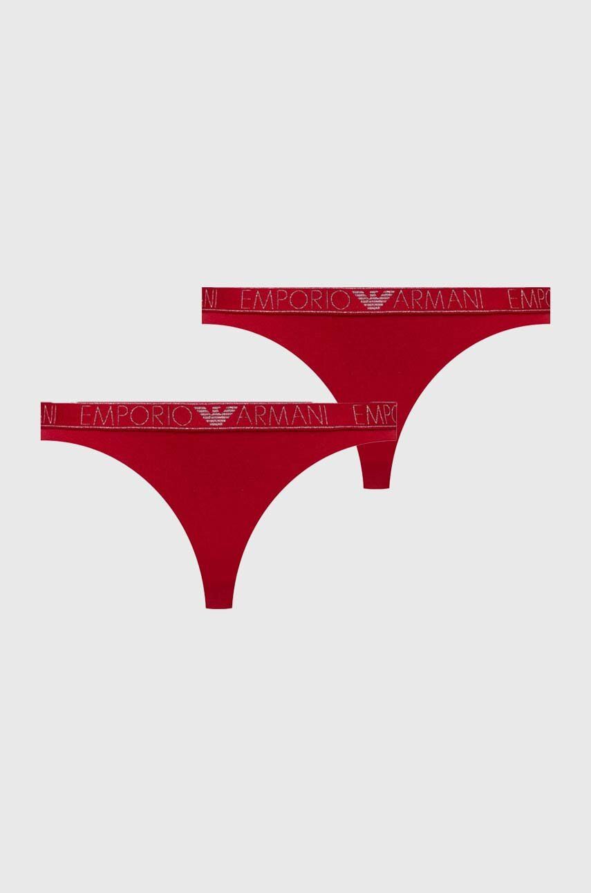 Tanga Emporio Armani Underwear 2-pack červená barva - červená - Hlavní materiál: 95 % Bavlna