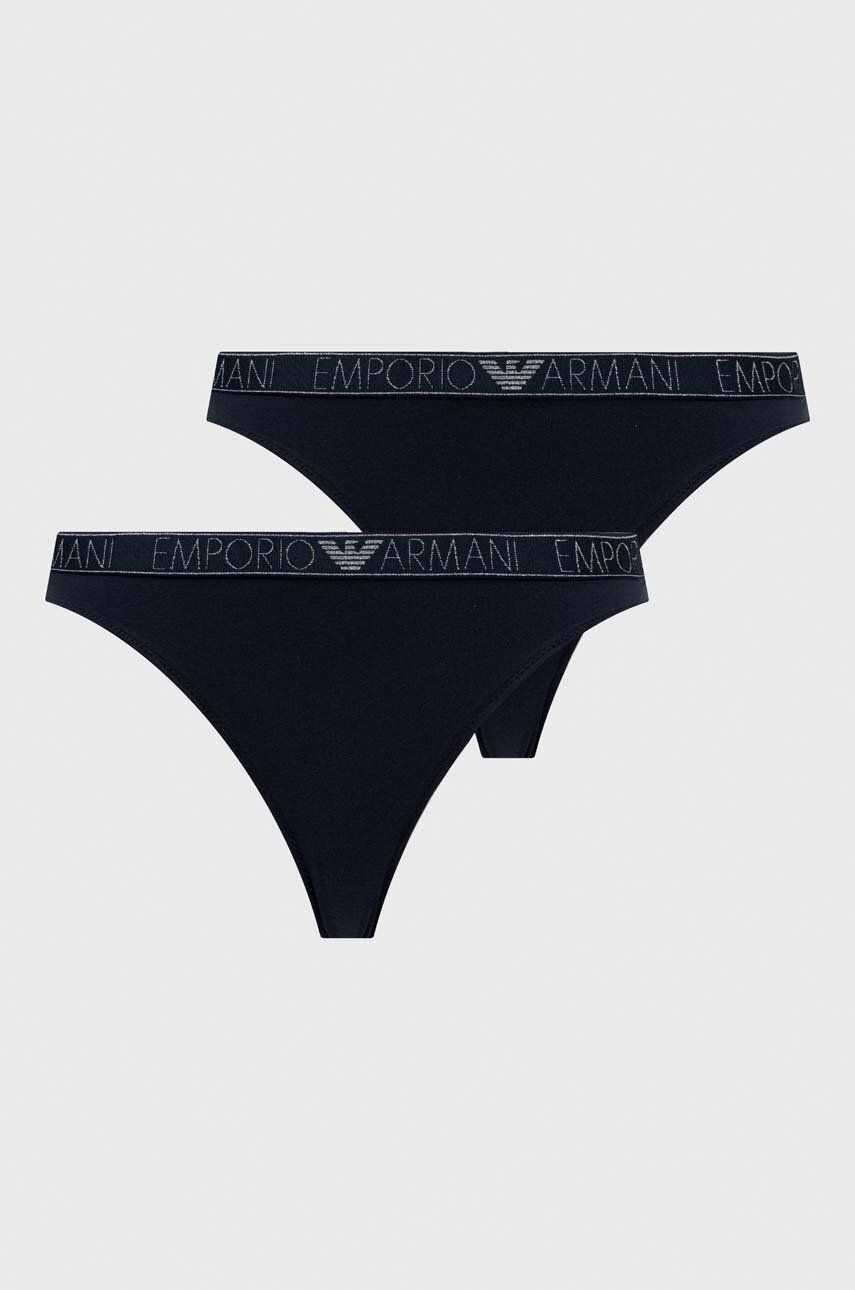 Emporio Armani Underwear Tanga 2-pack Culoarea Albastru Marin