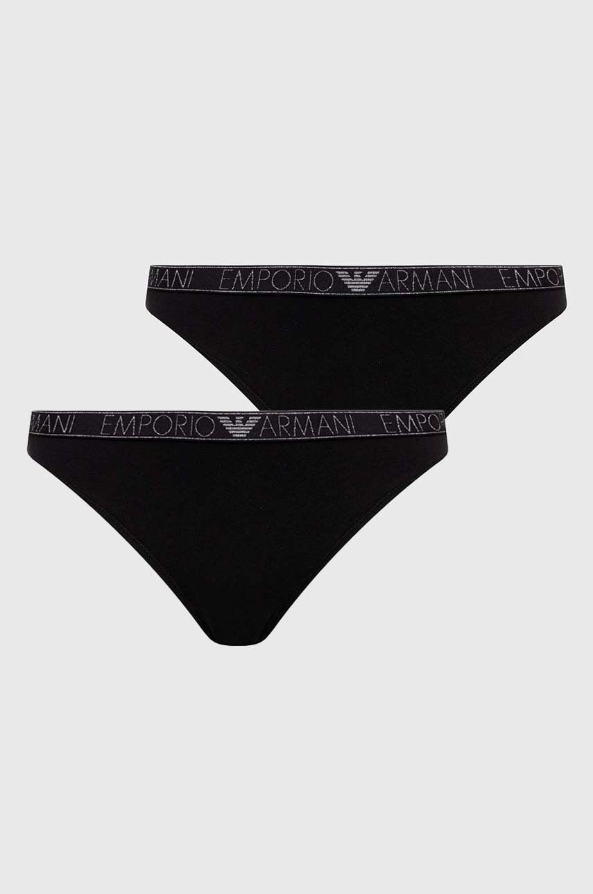 Levně Tanga Emporio Armani Underwear 2-pack černá barva