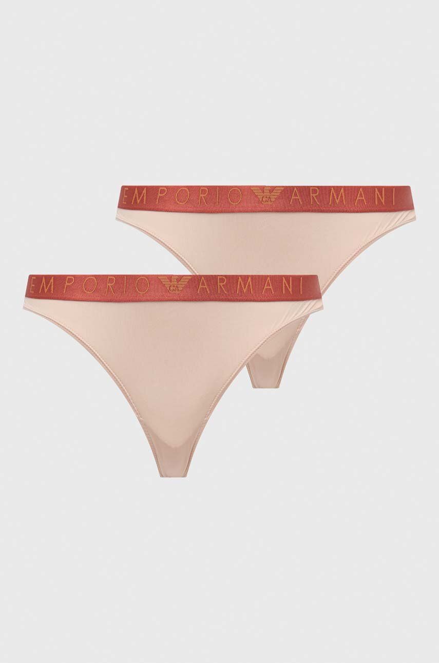 Levně Kalhotky brazilky Emporio Armani Underwear 2-pack béžová barva