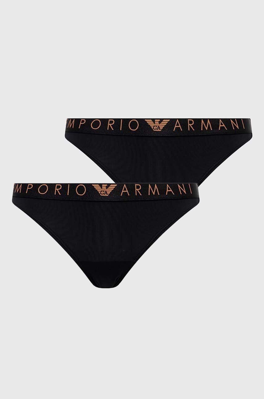 Levně Kalhotky brazilky Emporio Armani Underwear 2-pack černá barva