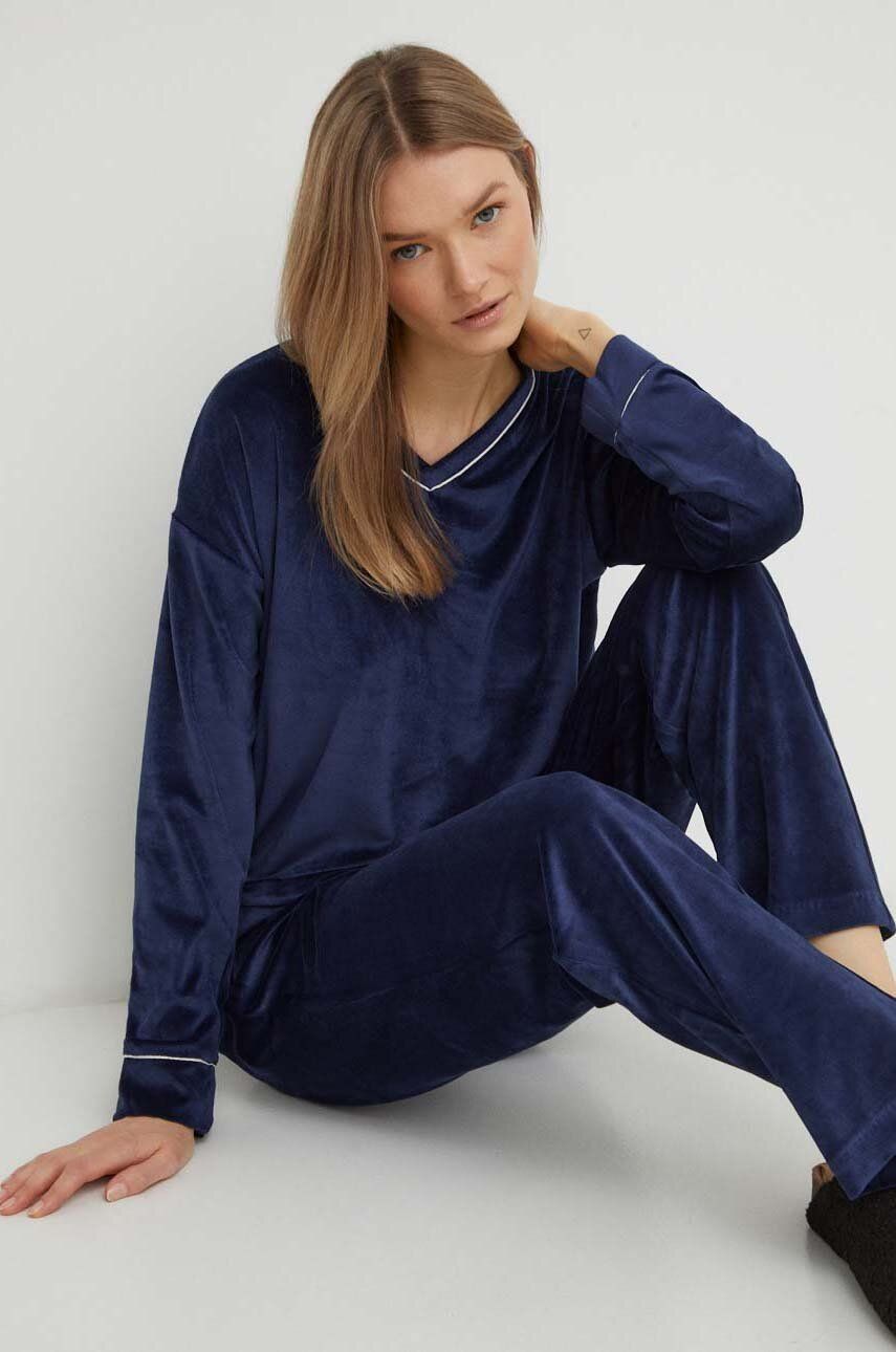 United Colors of Benetton pijama femei, culoarea albastru marin