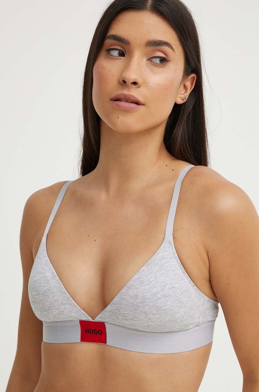 HUGO sutien culoarea gri, neted, 50503098