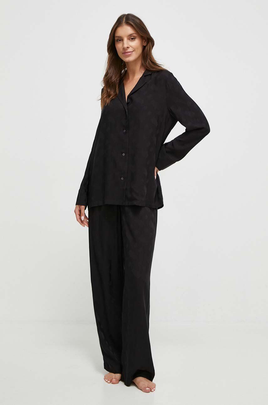 Pyžamo BOSS černá barva - černá - 100 % Viskóza