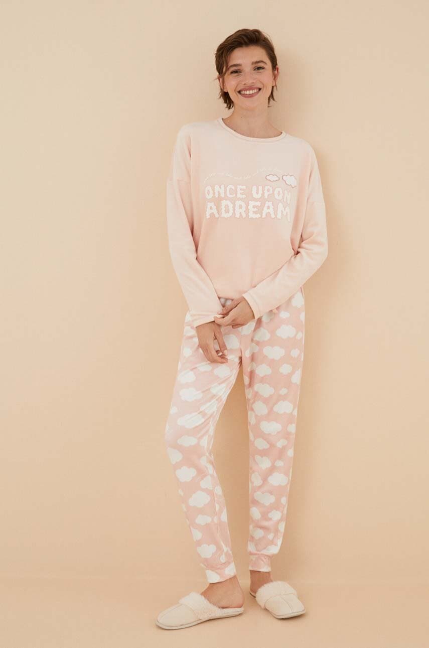 Women'secret Pijama Cozy Clouds Femei, Culoarea Roz, 3136021