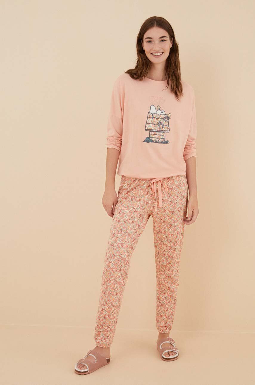 Women'secret Pijamale De Bumbac Snoopy Culoarea Portocaliu, Bumbac, 3136012