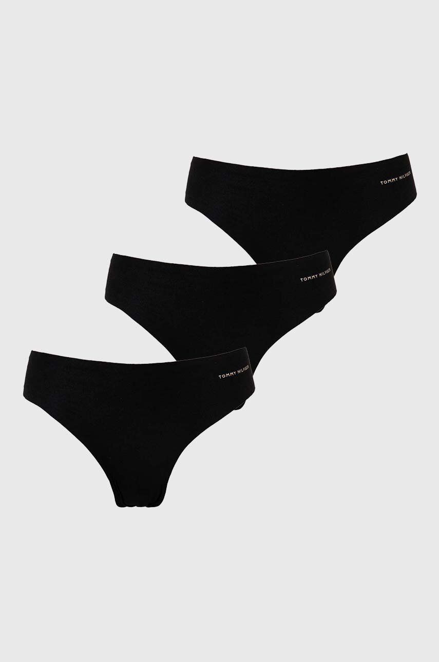 Levně Kalhotky Tommy Hilfiger 3-pack černá barva