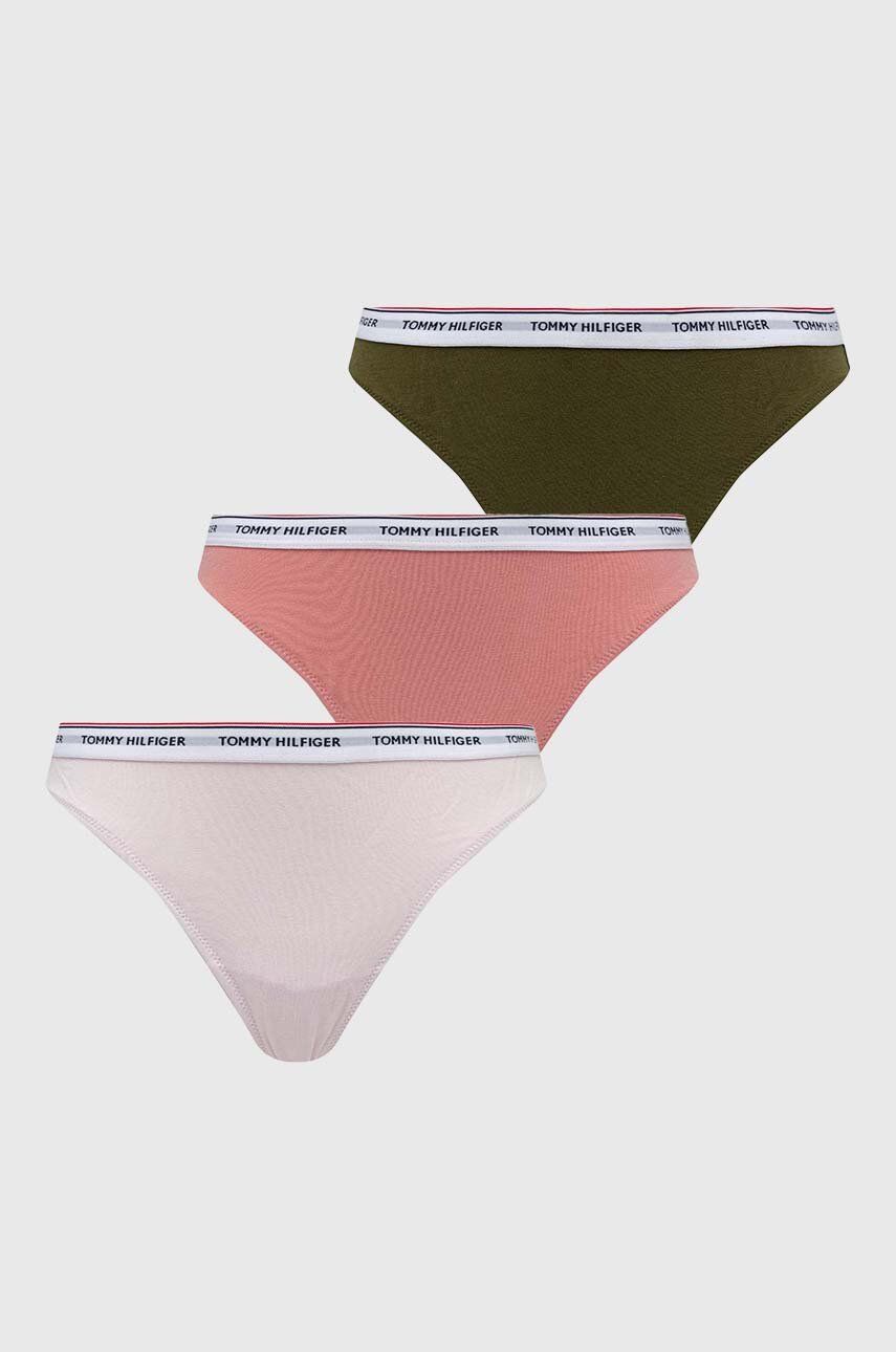 Levně Tanga Tommy Hilfiger 3-pack růžová barva, UW0UW04894
