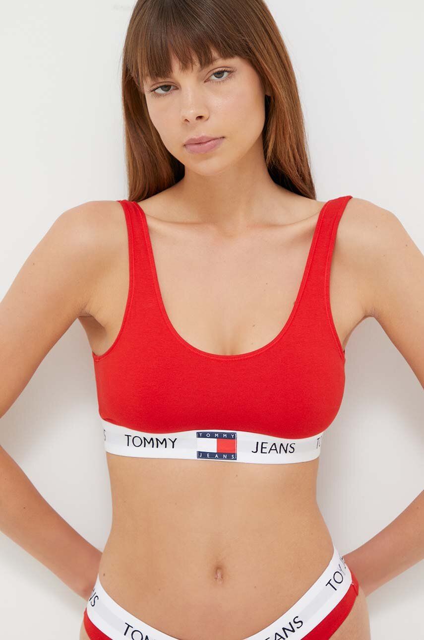 Podprsenka Tommy Jeans červená barva - červená - Hlavní materiál: 90 % Bavlna