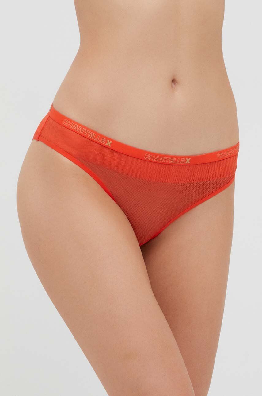 Kalhotky Chantelle X oranžová barva, průhledné - oranžová -  Hlavní materiál: 66 % Polyamid
