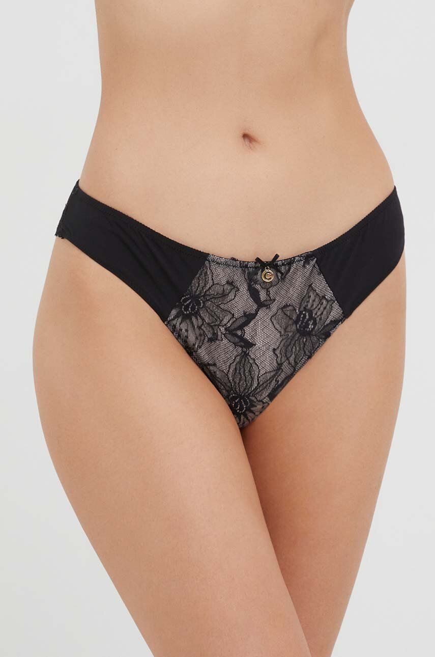 E-shop Kalhotky brazilky Chantelle černá barva, průhledné