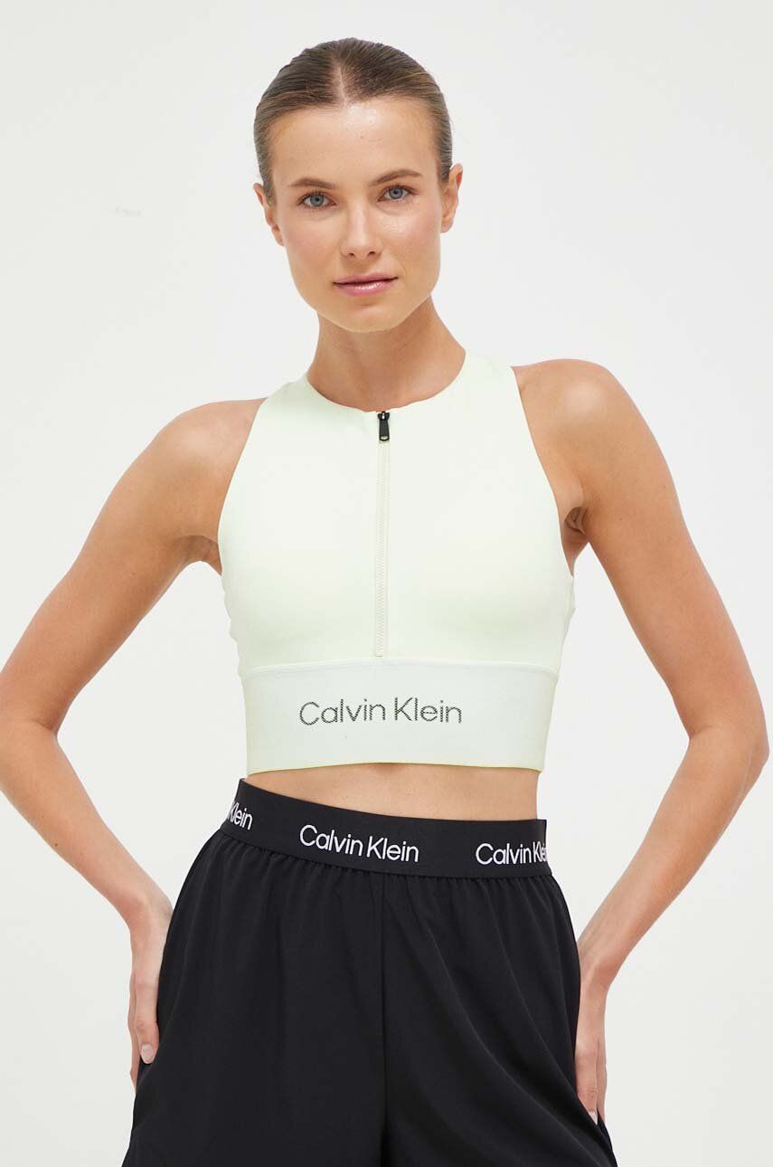 Sportovní podprsenka Calvin Klein Performance zelená barva - zelená - Materiál č. 1: 73 % Polyester