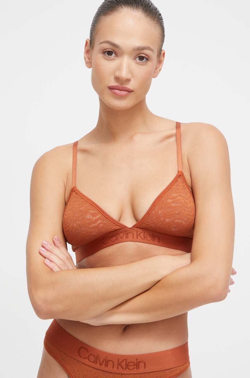 Levně Podprsenka Calvin Klein Underwear oranžová barva, 000QF7491E