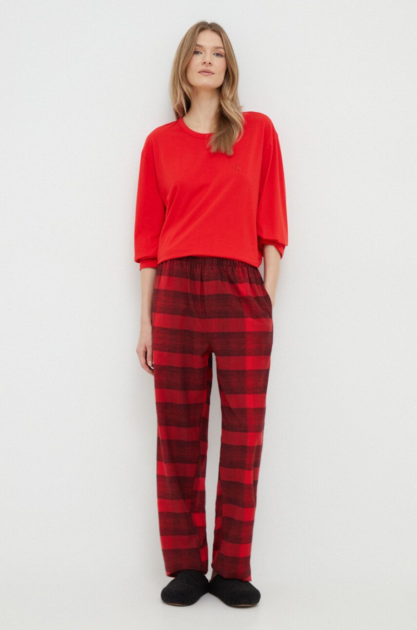 Levně Pyžamo Calvin Klein Underwear červená barva, bavlněná